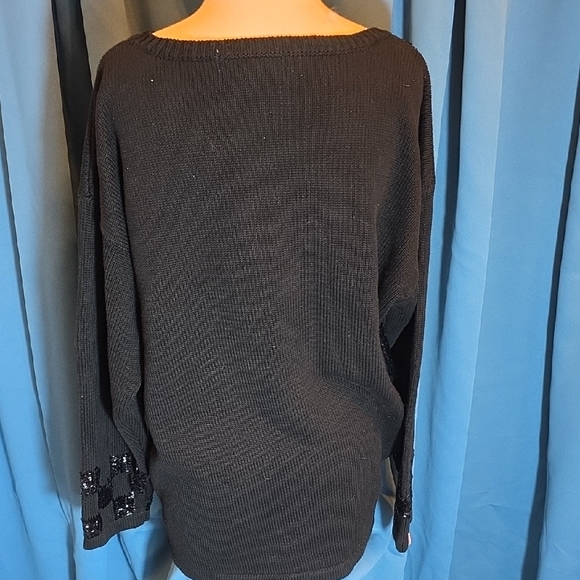 Fenn Wright Manson Black Sequin Sweater, Size L - Picture 3 of 4